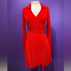Elegant Red Wrap Mini Dress